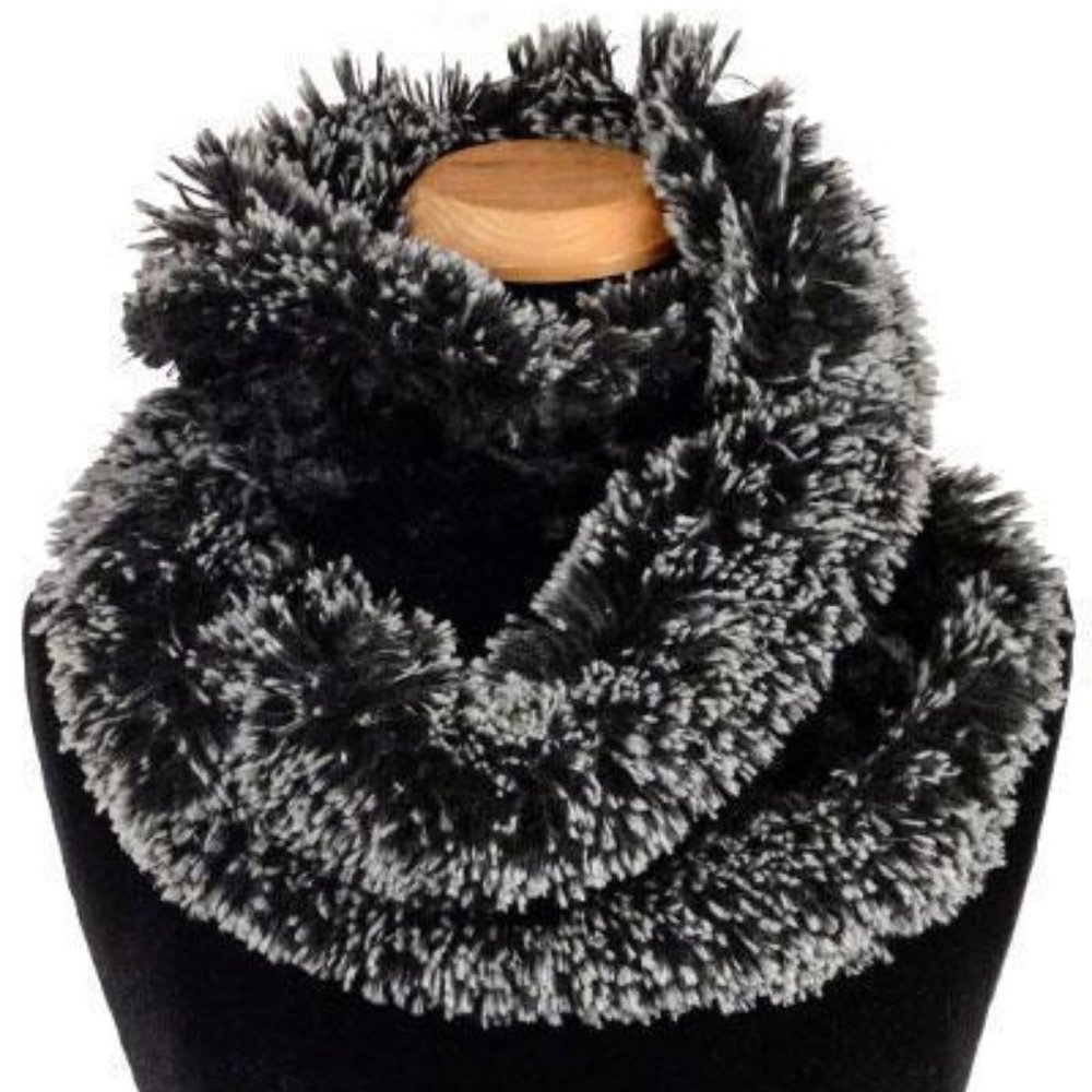 Double Cowl Shrug/Infinity Scarf - Silver & Black